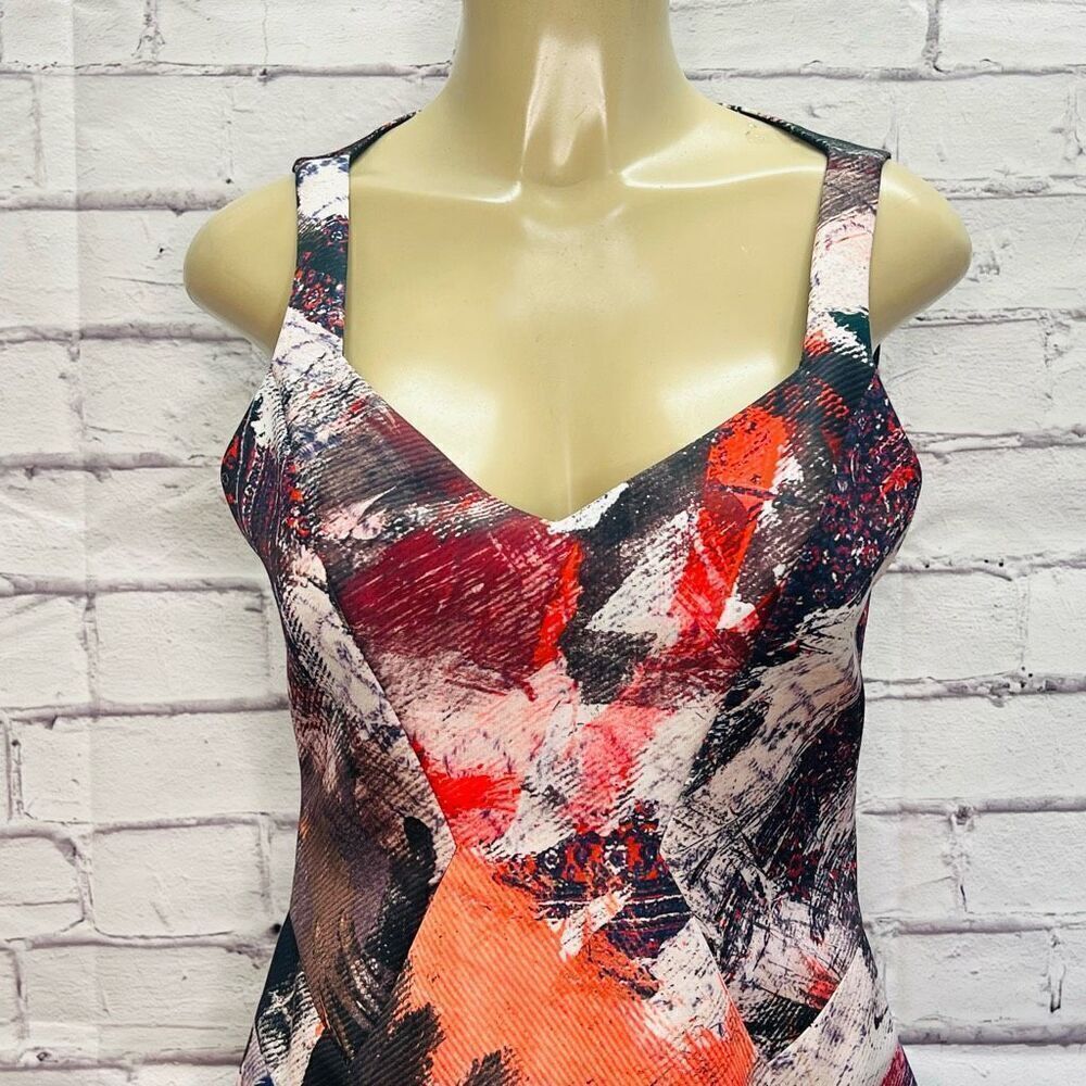 Prabal Gurung Womens Blue Orange Abstract Silk Mini Fit & Flare Dress Size 6 - Picture 4 of 12